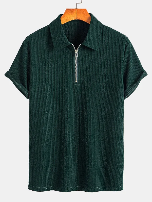 Layered Men's VestsMuscle Fit Ribbed Half Zip Polo