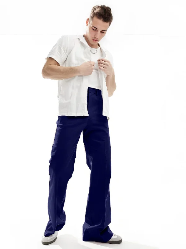 Men's Pants with Ripped and Distressed DetailsNavy Highwaisted Bell Bottom Trousers Men's Pants with Ripped and Distressed DetailsNavy Highwaisted Bell Bottom Trousers