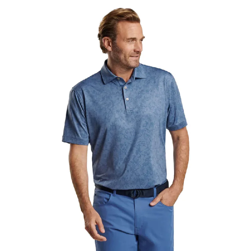 Men's Shirts with Checkered PatternsPeter Millar Carrow Botanical Performance Jersey Polo Shirt - Astral Blue