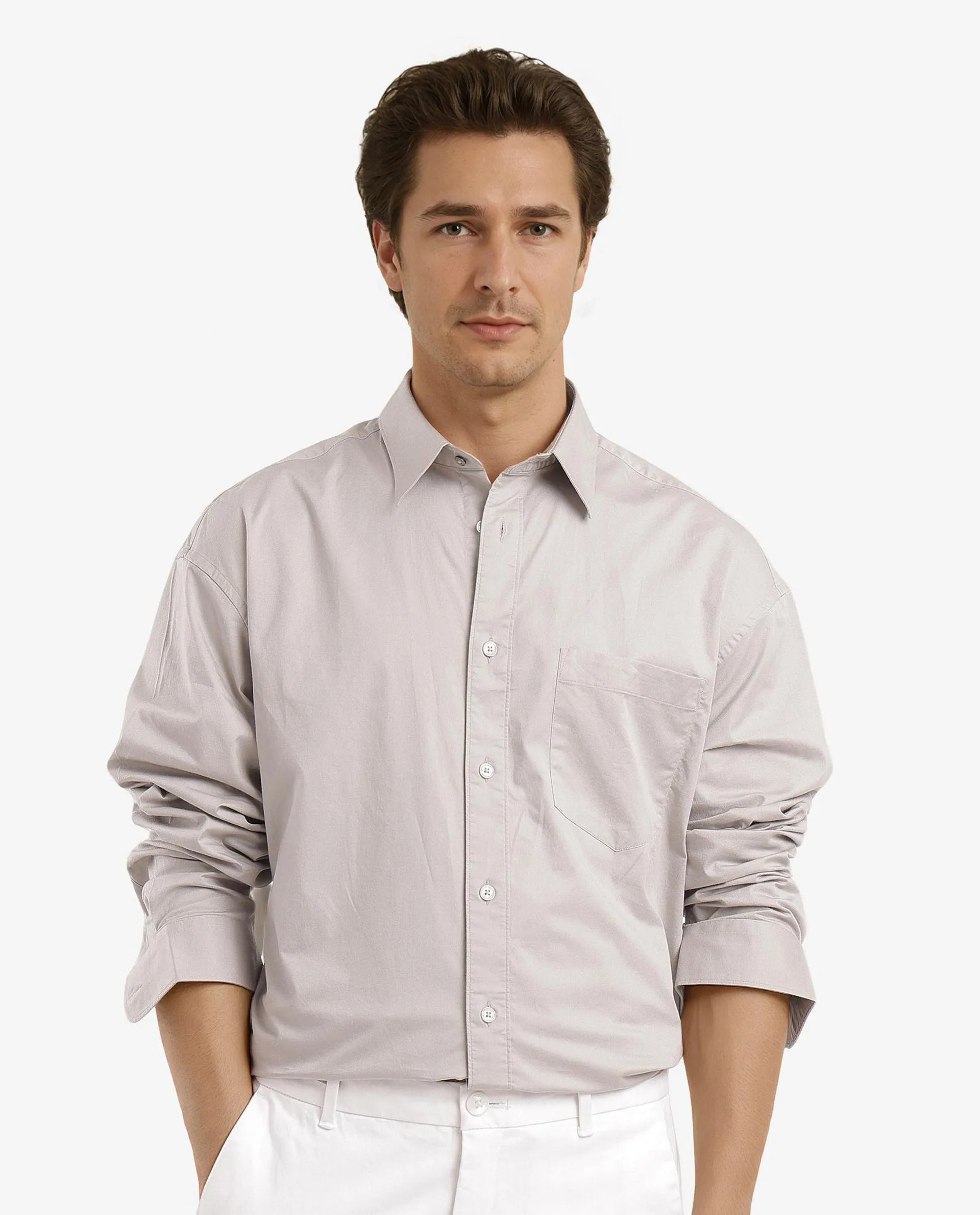 Men's Tennis Shirts for Court ComfortRare Rabbit Men Lewi Light Grey Cotton Lycra Fabric Full Sleeve Regular Collar Boxy Fit Plain Shirt Men's Tennis Shirts for Court ComfortRare Rabbit Men Lewi Light Grey Cotton Lycra Fabric Full Sleeve Regular Collar Boxy Fit Plain Shirt