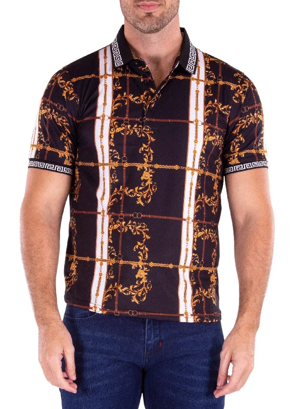 Men's Shirts with Pocket SquaresBlack Half Button Polo Shirt