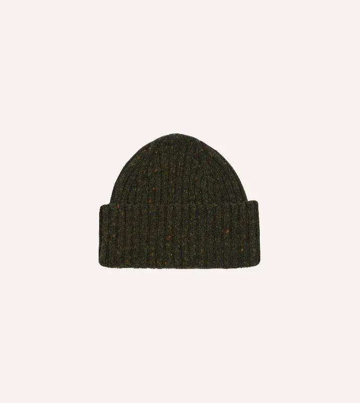 Beach Bucket CapsOlive Donegal Ribbed Merino Knit Cap