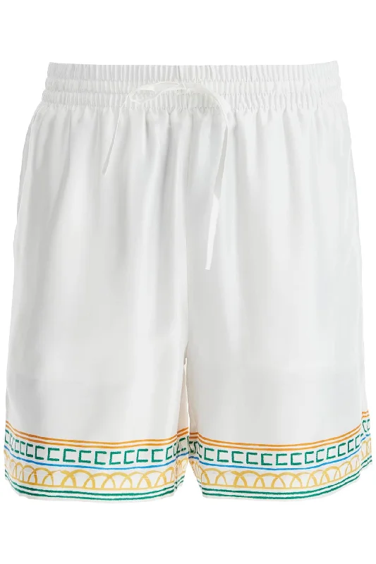Men's Pants with Hidden ButtonsCasablanca Men's Silk Bermuda Shorts 'Crayon Temple