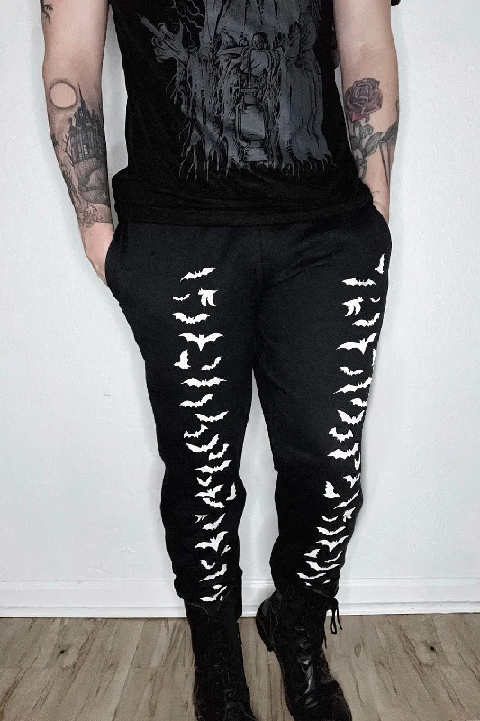 Men's Pants with Elastic CuffsVampire Bat Joggers [WHITE BATS]