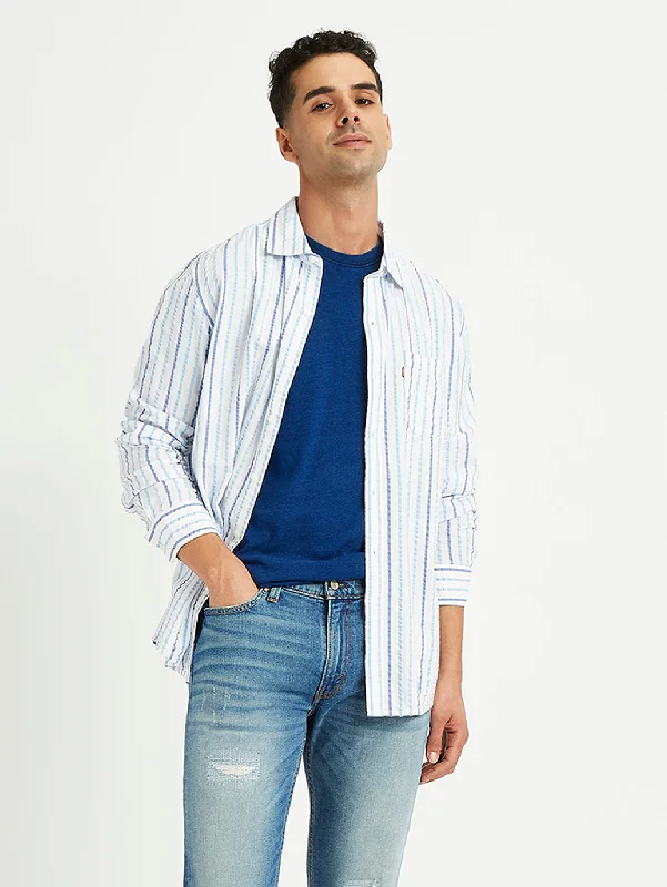 Men's Stain-Resistant Shirts for Mess-Free WearMen's Striped Regular Fit Shirt