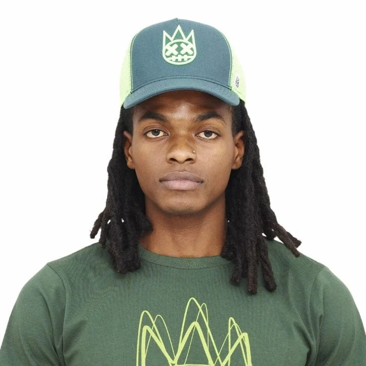 Bright Straw HatsCult Of Individuality Mesh Back Trucker Curved Snapback (Artichoke) 621B0-CH13