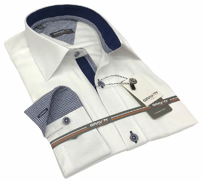 Men's Shirts with Rounded HemlinesARI WHITE LONG SLEEVE SPORT SHIRT