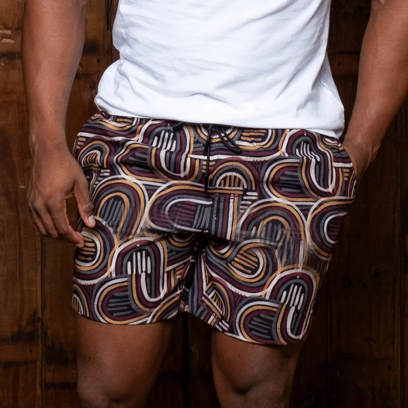 Men's Pants with Turn-Up CuffsWatercolour Painterly Resort Short 24-25 Mamba