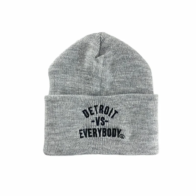 Vibrant Straw HatsDetroit Vs Everybody Knit Beanie (Grey)
