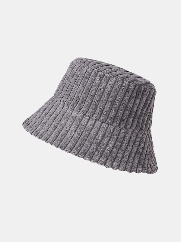 Elegant Top Hats for WeddingsSolid Color Stripe Corduroy Bucket Hat