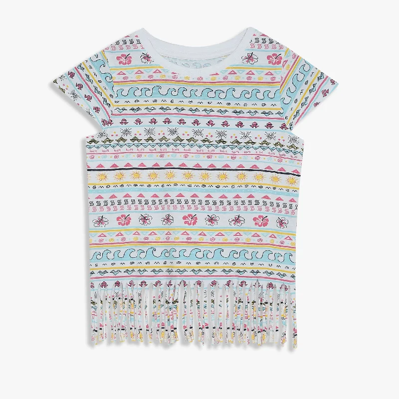 Men's Shirts with Velcro ClosuresGirls All Over Print Scoop Neck Cap Sleeeve T-Shirt