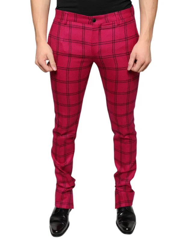 Men's Jeans with EmbroideryDolce & Gabbana  Checke Wool Skinny Men's Pants
