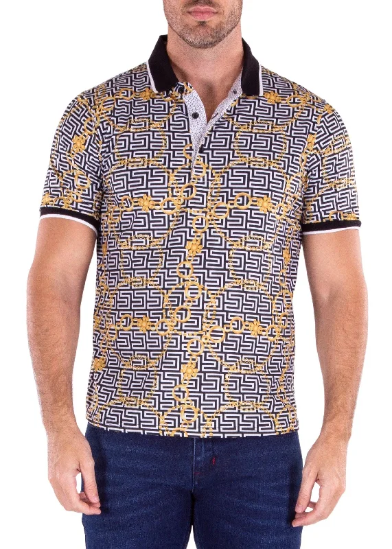 Men's Shirts with Contrast StitchingWhite Half Button Polo Shirt
