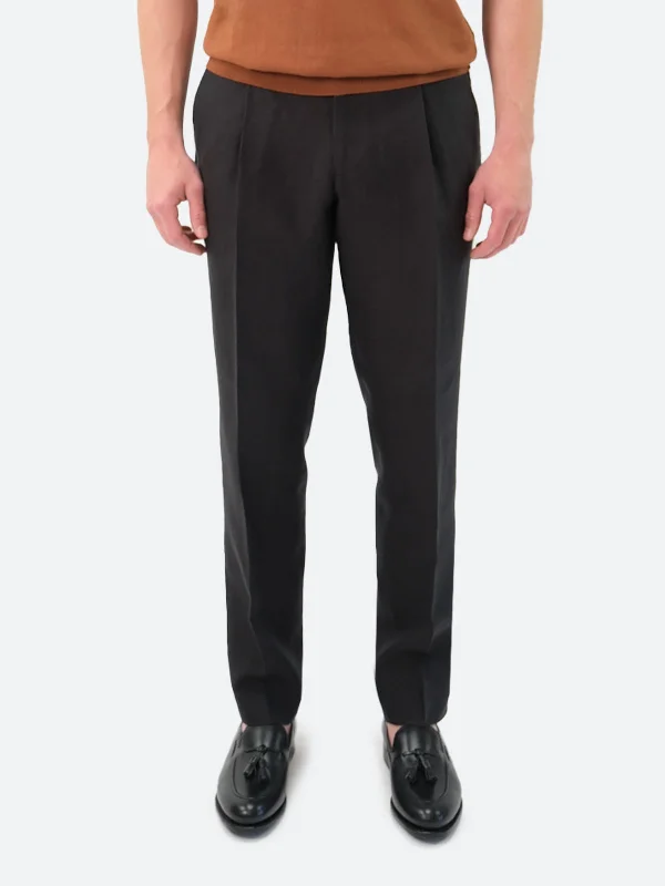 Men's Pants with Stretchable Fabric for FlexibilitySummer Linen Trouser - Black
