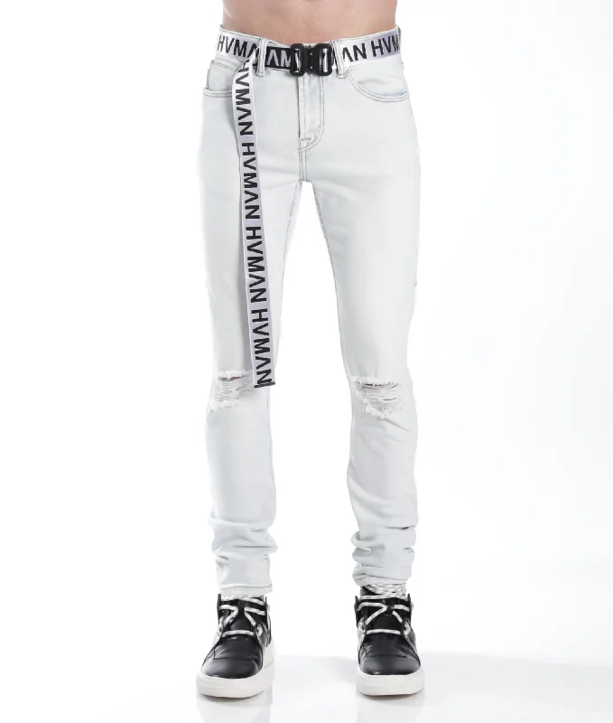 Slim-Fit Men's JeansStrat Super Skinny Fit Jean W/White Belt In Zephyr