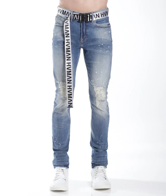 Best Fitting Men's JeansStrat Super Skinny Fit Jean W/White Belt In Lichen