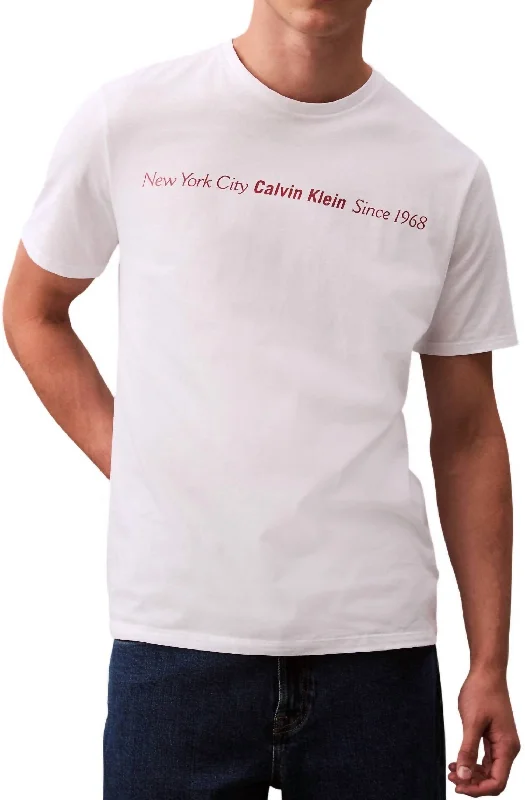 Men's Shirts with Patch PocketsLinear Text Logo T-Shirt In Brilliant White