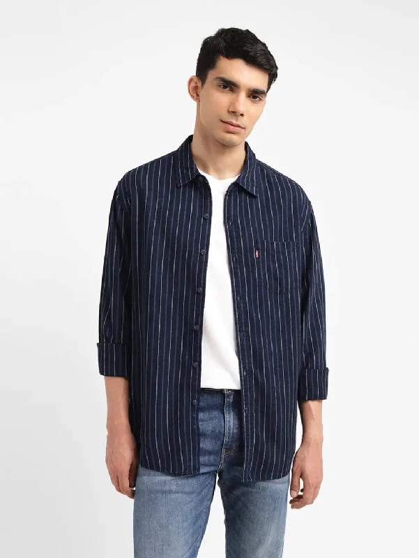 Men's Solid-Color Button-Down Shirts for VersatilityMen's Striped Slim Fit Shirt