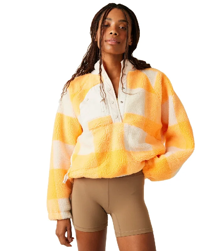 Free People Rocky Ridge Pullover Electric Orange Ging