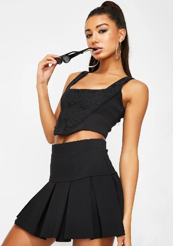 Black Rescue Me Pleated Skirt