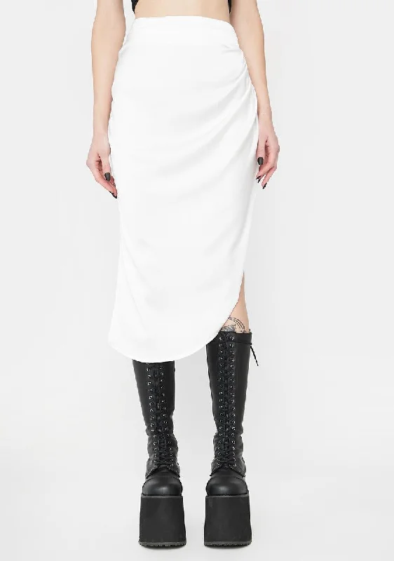 Blanc Hiding Something Ruched Midi Skirt