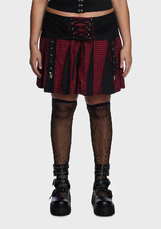 Plus Black And Red Bo Peep Pleated Garter Skirt