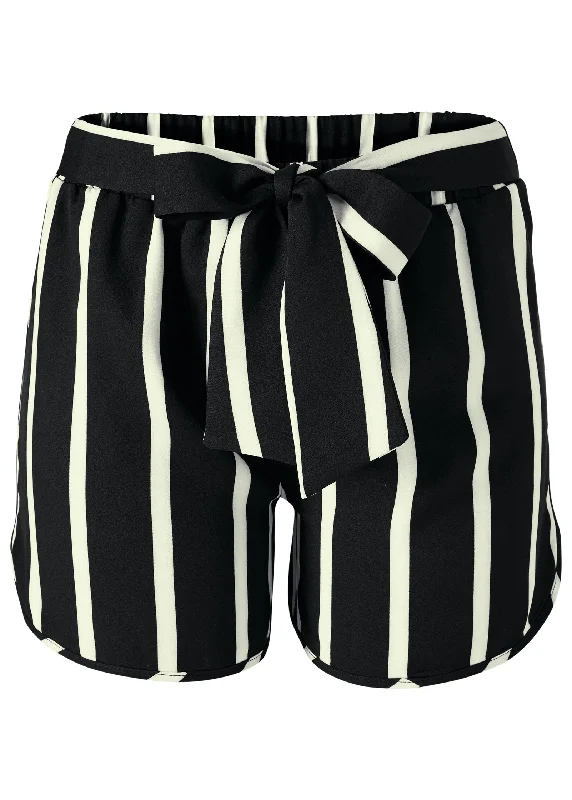 Belted stripe shorts - Black & White