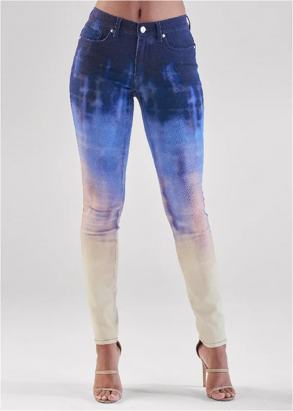 Tie-dye skinny jeans - Blue Multi