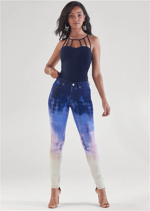 Tie-dye skinny jeans - Blue Multi