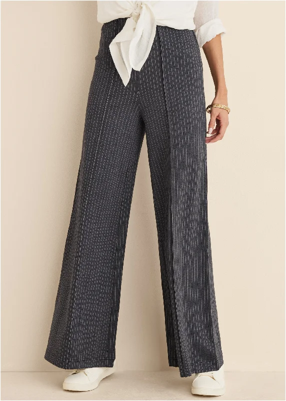 Diana wide leg pants - Heather Grey & Cream