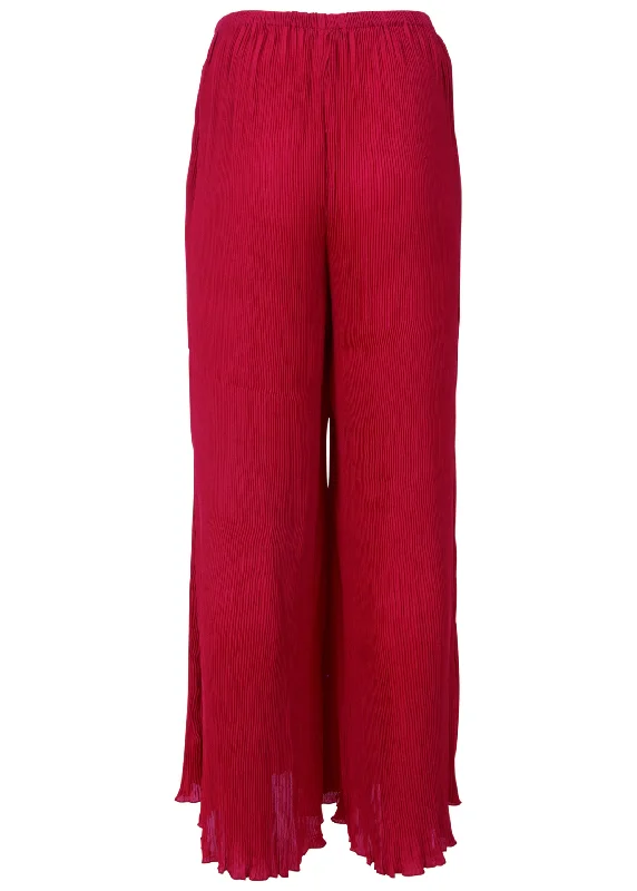 Plisse wide leg pants - Red