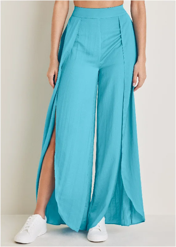 Tulip hem wide leg pants  - Blue