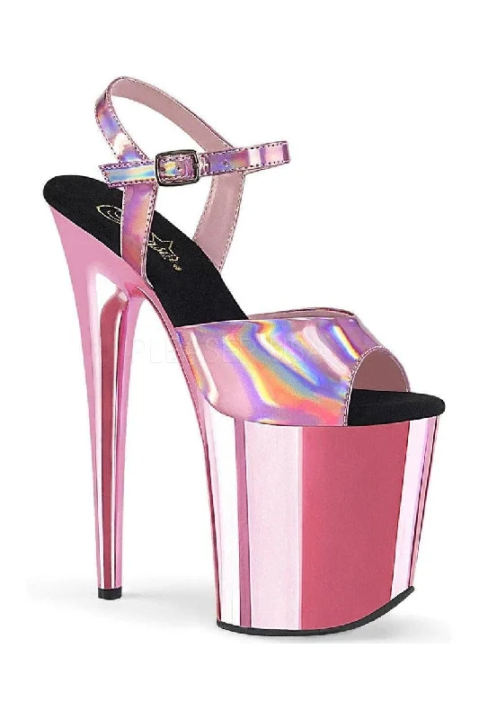 FLAMINGO-809HG Exotic Platform Sandal | Pink Faux Leather