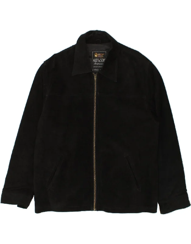 Men's Coats for BikingALLEY&SONS Mens Leather Jacket UK 40 Large Black Leather
