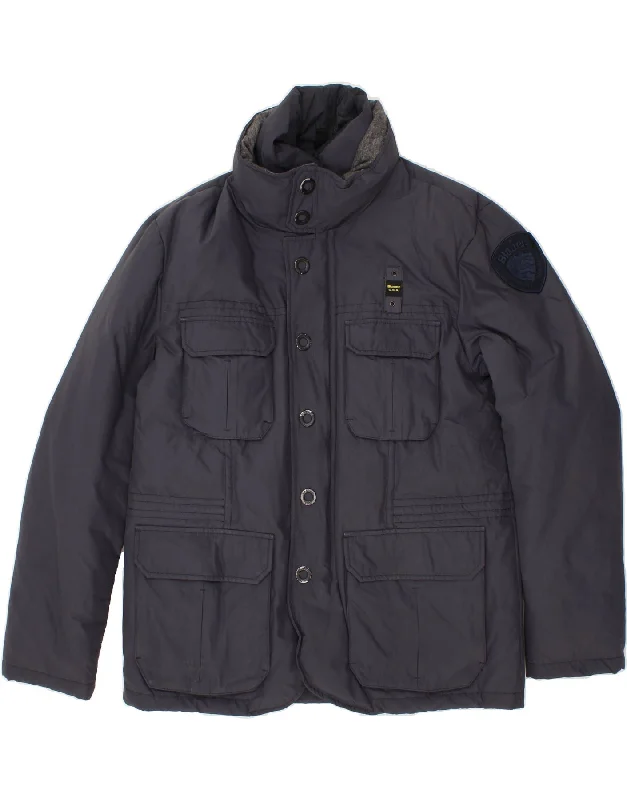 Men's Coats with HoodsBLAUER Mens Windbreaker Jacket UK 44 2XL Navy Blue Polyester