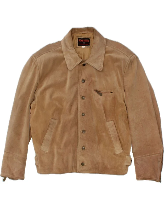 Waterproof Men's ParkasBOMB BOOGIE Mens Suede Jacket UK 40 Large Brown Leather