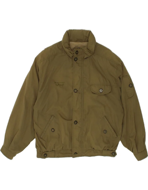 Men's Coats with Fur TrimBRUGI Mens Bomber Jacket UK 40 Large Khaki Cotton