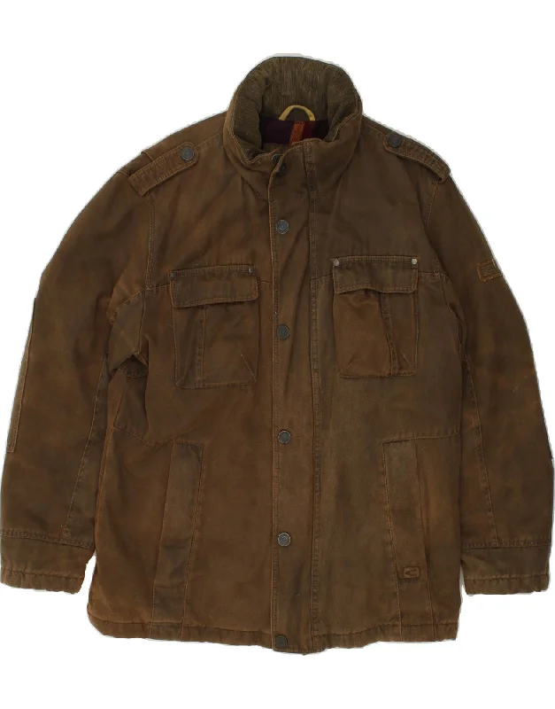 Practical Men's RaincoatsCAMEL Mens Leather Jacket UK 40 Large Brown Faux Leather