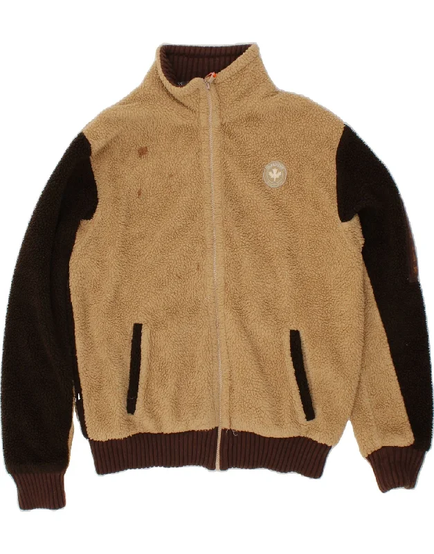 Casual Men's Bomber JacketsCANADIENS Mens Graphic Fleece Jacket UK 42 XL Beige Colourblock Polyester Casual Men's Bomber JacketsCANADIENS Mens Graphic Fleece Jacket UK 42 XL Beige Colourblock Polyester