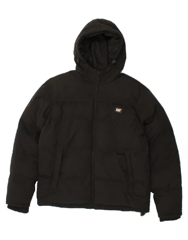 Men's Coats for Rainy WeatherCAT Mens Hooded Padded Jacket UK 38 Medium Black Polyester Men's Coats for Rainy WeatherCAT Mens Hooded Padded Jacket UK 38 Medium Black Polyester