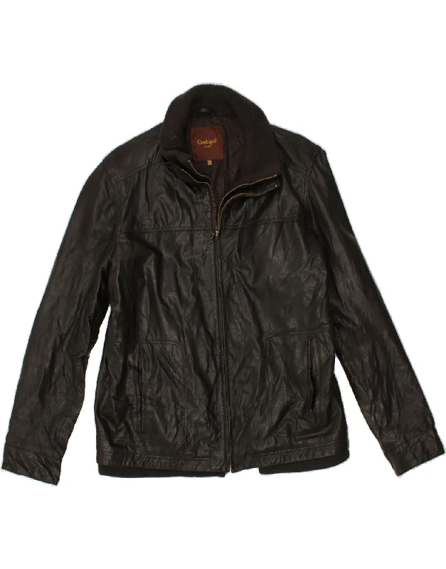 Men's Coats with Slim FitsCONBIPEL Mens Leather Jacket IT 58 4XL Brown