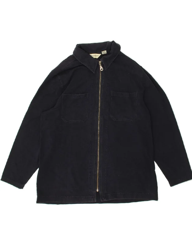 Men's Coats with HoodsEDDIE BAUER Mens Tall Denim Jacket UK 42  XL Navy Blue Cotton