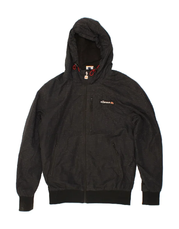 Winter-Ready Men's CoatsELLESSE Mens Hooded Rain Jacket UK 34 XS Black Flecked Polyester Winter-Ready Men's CoatsELLESSE Mens Hooded Rain Jacket UK 34 XS Black Flecked Polyester