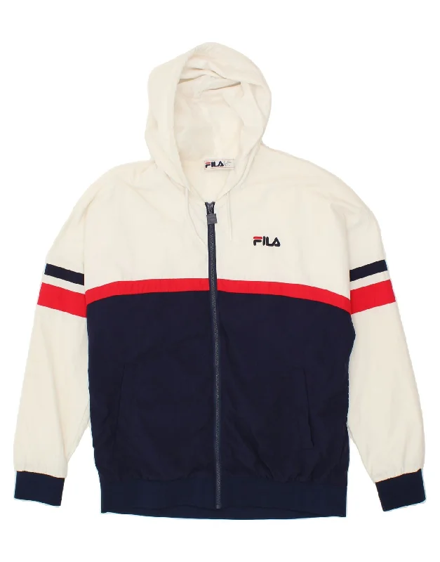 Men's Coats with PocketsFILA Mens Graphic Hooded Rain Jacket UK 40 Large Navy Blue Colourblock Men's Coats with PocketsFILA Mens Graphic Hooded Rain Jacket UK 40 Large Navy Blue Colourblock