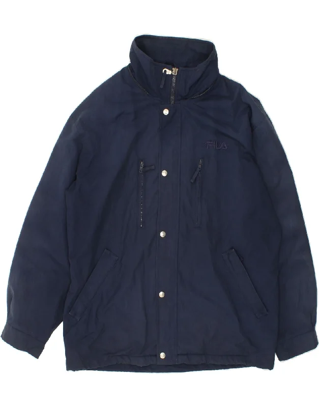 Men's Coats for SkiingFILA Mens Rain Jacket UK 42 XL Navy Blue Polyester