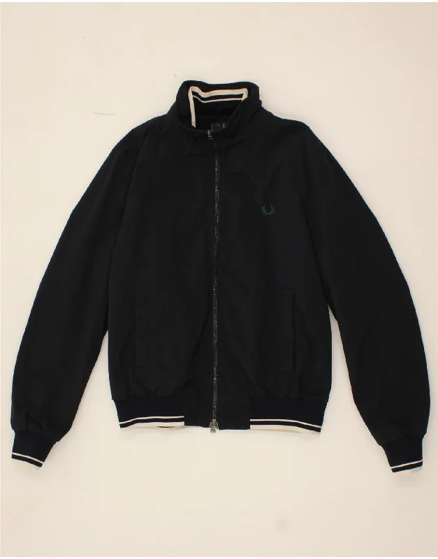 Warm Men's Down JacketsFRED PERRY Mens Bomber Jacket UK 38 Medium Navy Blue Nylon