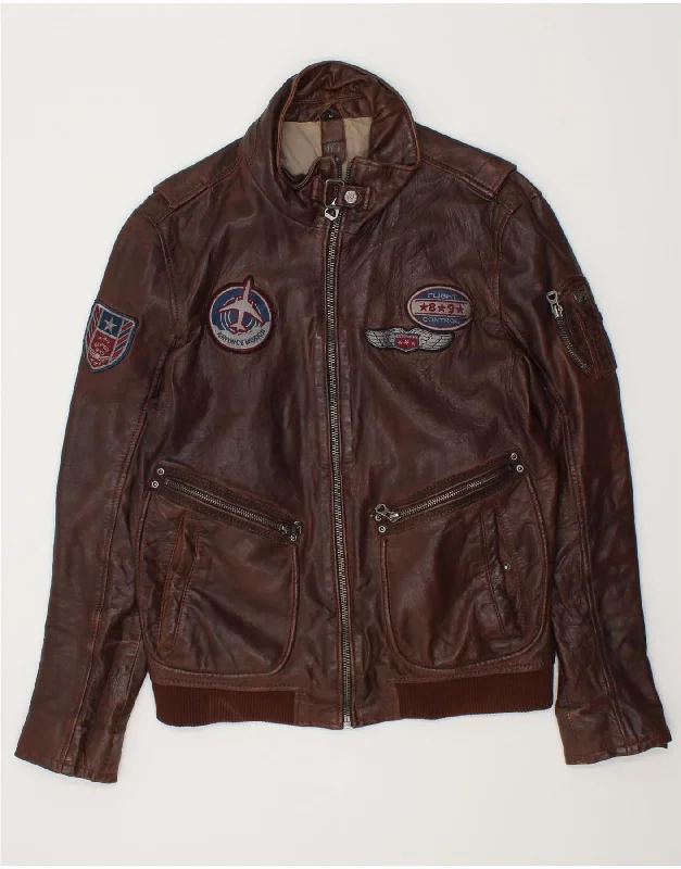 Men's Coats with Patchwork DesignsGIPSY Mens Leather Jacket UK 38 Medium Brown Leather Men's Coats with Patchwork DesignsGIPSY Mens Leather Jacket UK 38 Medium Brown Leather