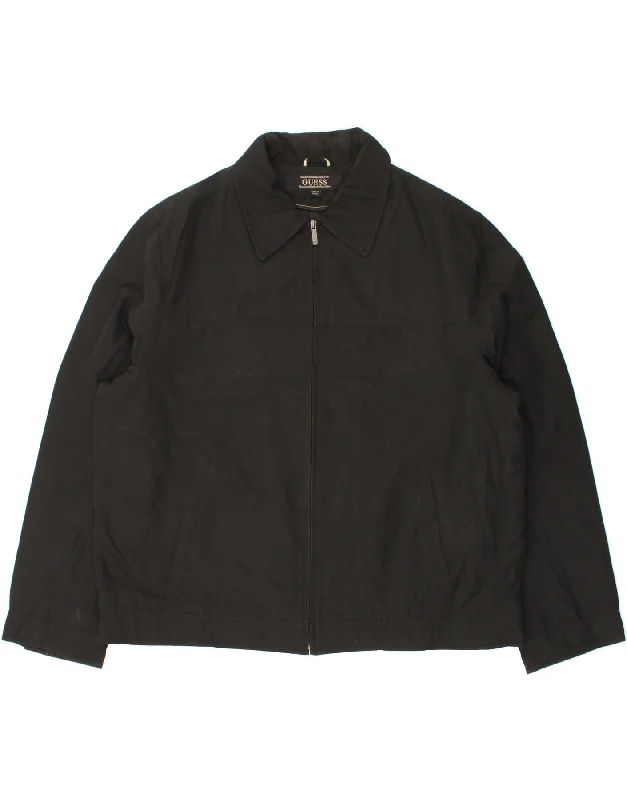 Men's Coats with Hand WarmersGUESS Mens Bomber Jacket UK 44 2XL Black Polyester