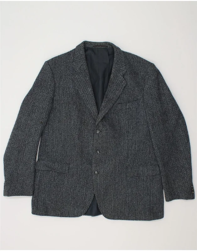 Men's Coats with Adjustable SleevesHARRIS TWEED Mens 3 Button Blazer Jacket UK 40 Large Navy Blue Herringbone Men's Coats with Adjustable SleevesHARRIS TWEED Mens 3 Button Blazer Jacket UK 40 Large Navy Blue Herringbone