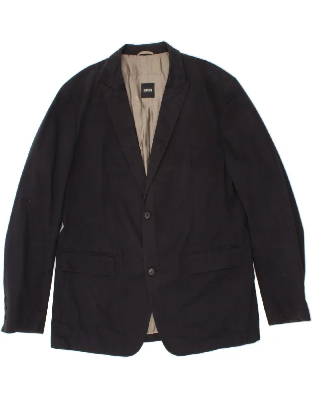 Men's Coats with Embroidered DetailsHUGO BOSS Mens 2 Button Blazer Jacket IT 56 3XL Navy Blue Cotton Men's Coats with Embroidered DetailsHUGO BOSS Mens 2 Button Blazer Jacket IT 56 3XL Navy Blue Cotton